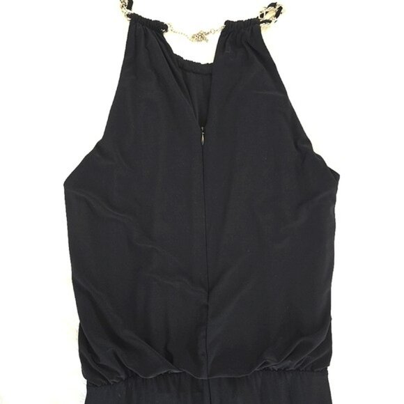 Laundry Women's Elegant Black Jumpsuit Size 10 Gold Chain Holiday Party Wide Leg - Picture 11 of 15